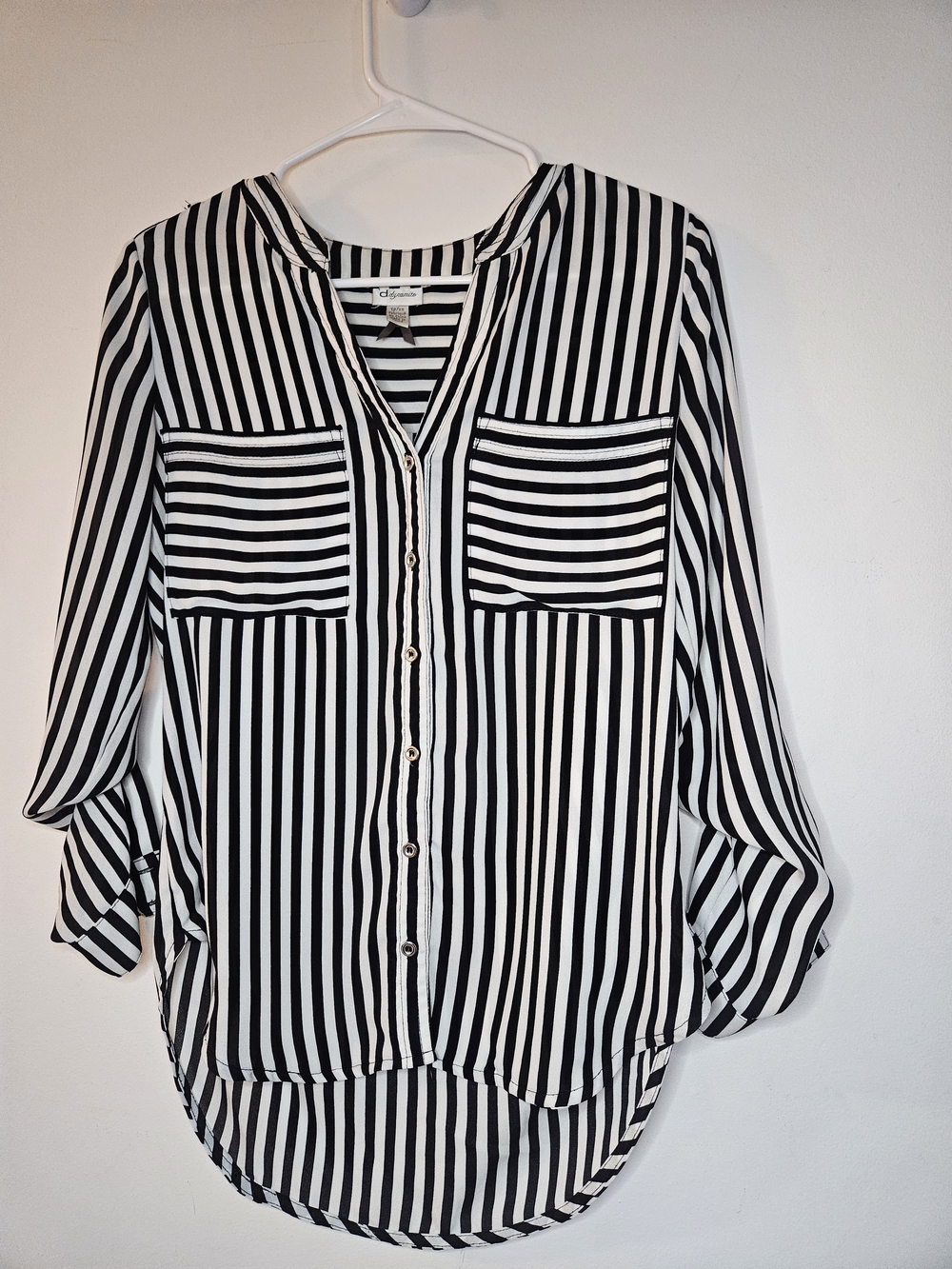 ​Dynamite Striped Button Down Blouse Black White XS🔥